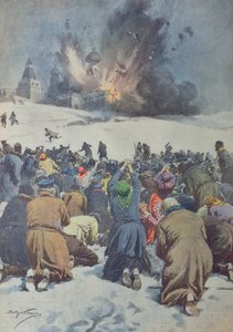 1930年2月9日苏维埃镇毁了一座古老的修道院教堂，并伴随着忠实的哀悼，来自&39;Corriere della Sera&39;的插图